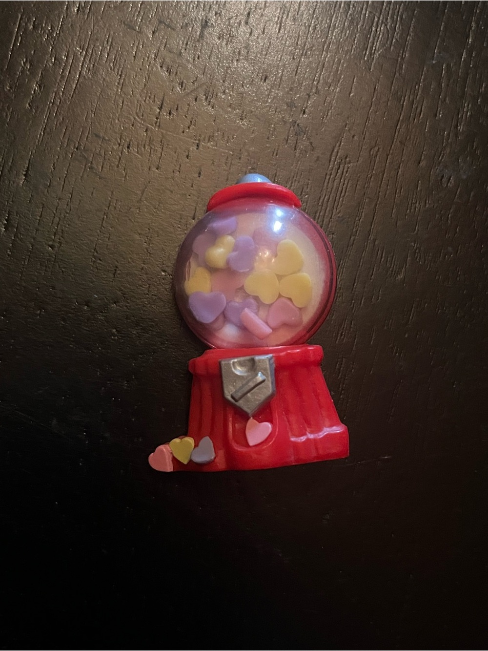 Hallmark Red Gumball Machine Brooch with Pastel Heart Candies